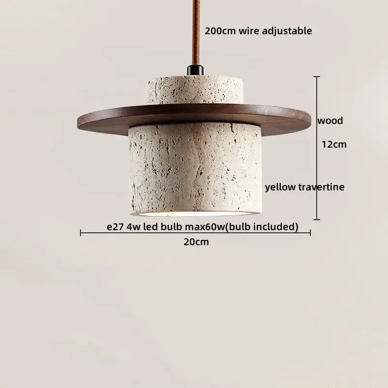 Rustic concrete and wood led hanging lamp dining room pendant