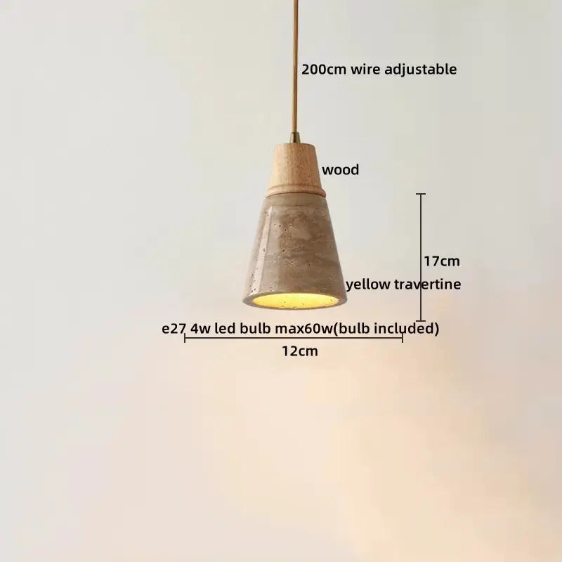 Rustic concrete and wood led hanging lamp dining room pendant