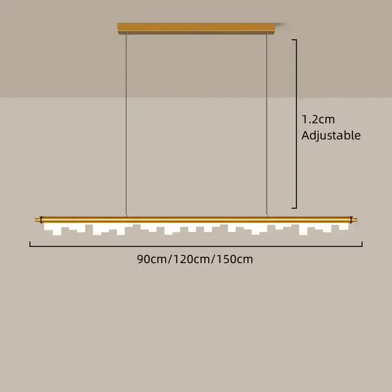 Modern gold led hanging lamps strip dining room pendant light