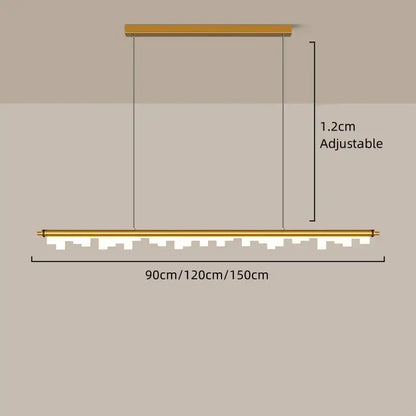 Modern gold led hanging lamps strip dining room pendant light