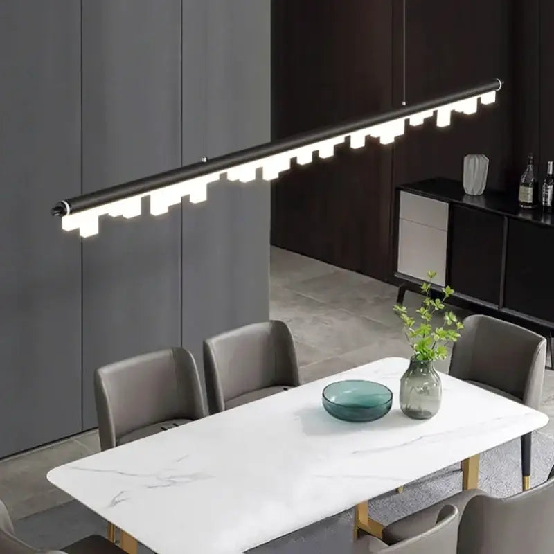 Modern gold led hanging lamps strip dining room pendant light