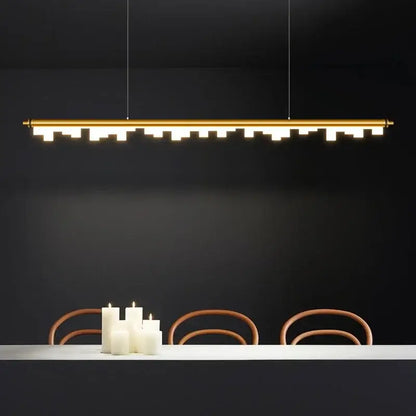 Modern gold led hanging lamps strip dining room pendant light