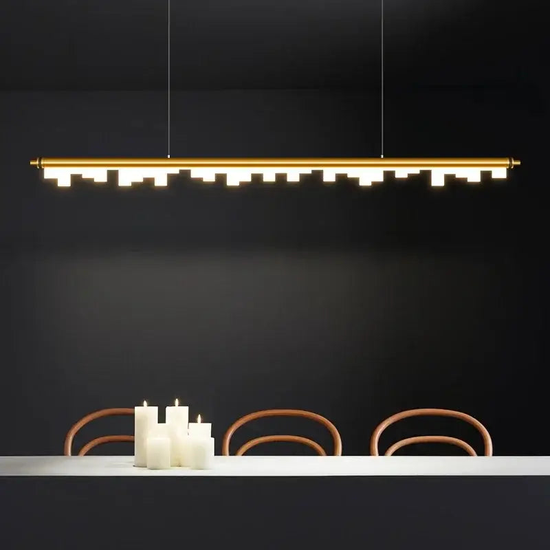 Modern gold led hanging lamps strip dining room pendant light