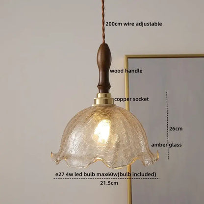 Modern hand blown glass led hanging light bronze bedroom pendant
