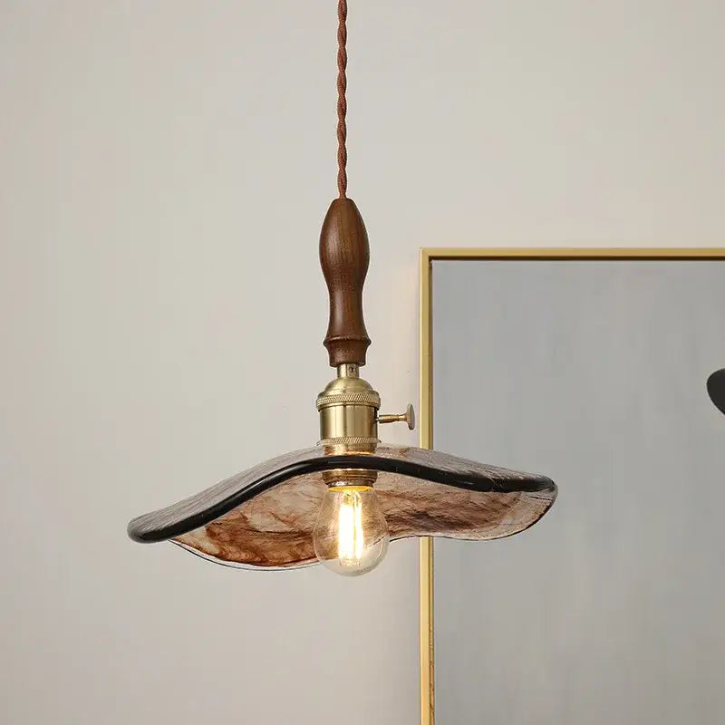 Modern hand blown glass led hanging light bronze bedroom pendant