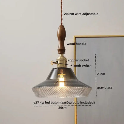 Modern hand blown glass led hanging light bronze bedroom pendant