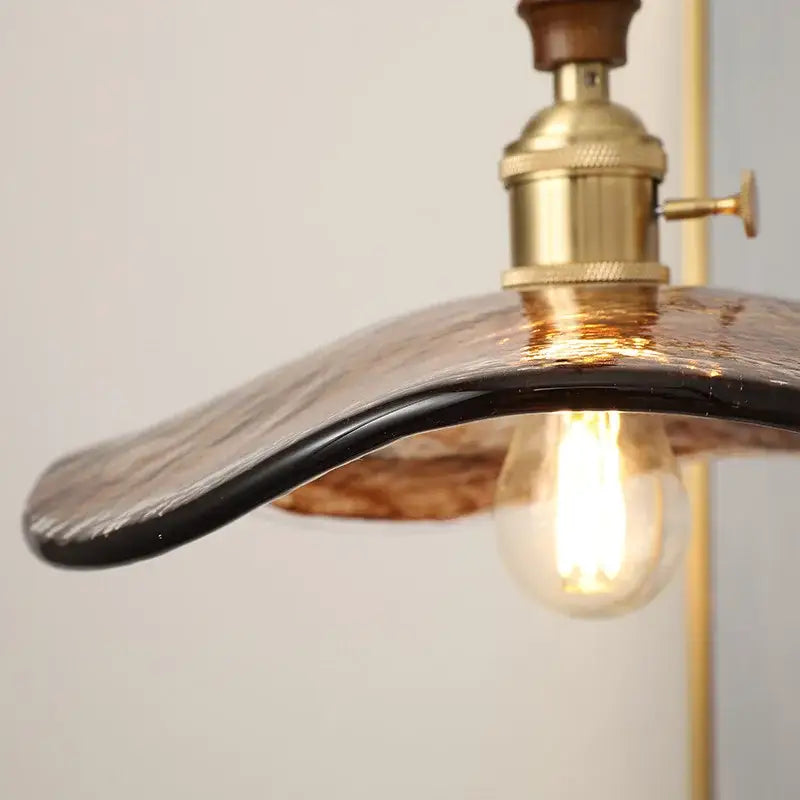 Modern hand blown glass led hanging light bronze bedroom pendant