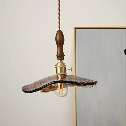 Modern hand blown glass led hanging light bronze bedroom pendant