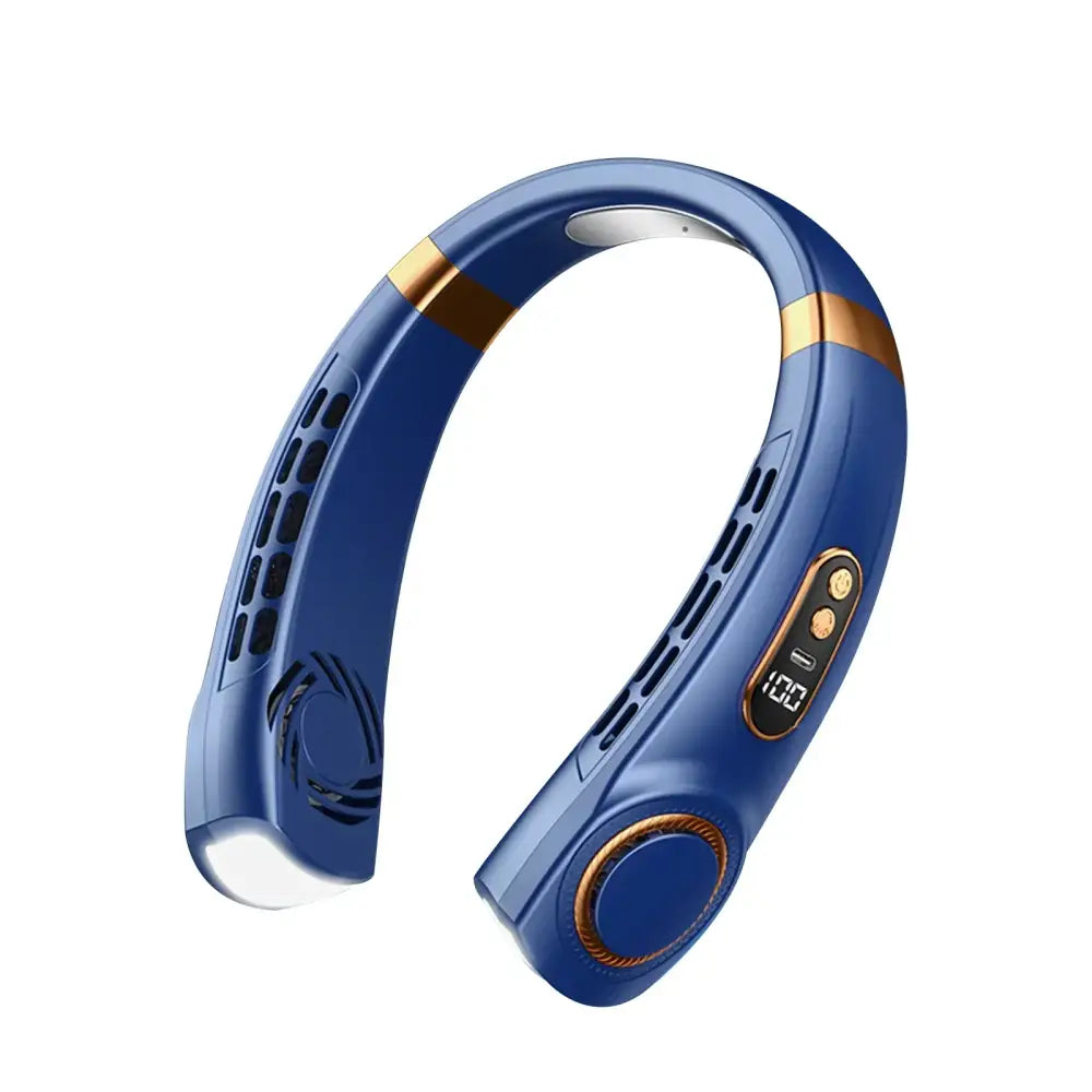 Modern blue & white neck cooling fan with colorful atmosphere lights