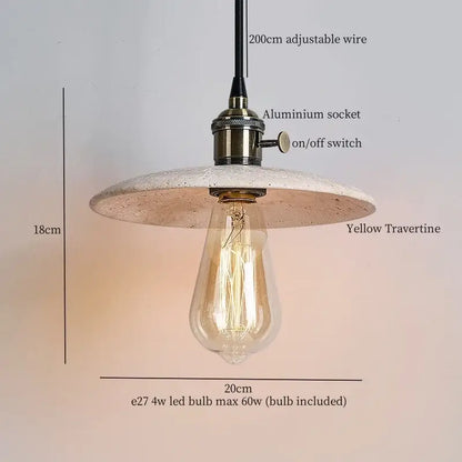 Modern travertine and wood hanging pendant light living room
