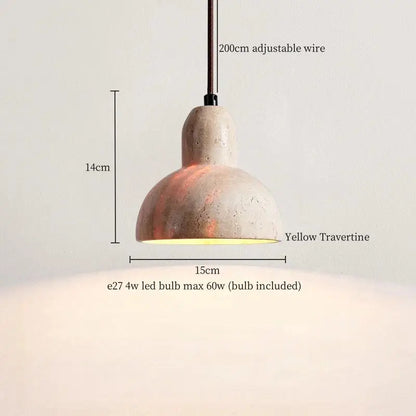 Modern travertine and wood hanging pendant light living room