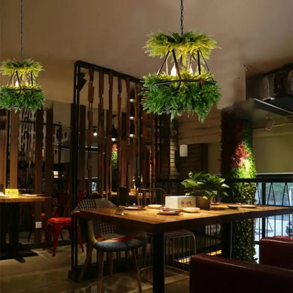 Modern geometric black led hanging plants chandelier living room