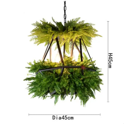 Modern geometric black led hanging plants chandelier living room