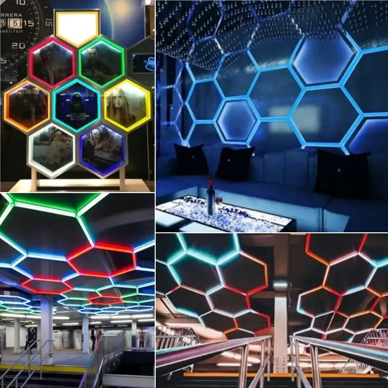 Rgb customizable led hex garage light with remote control