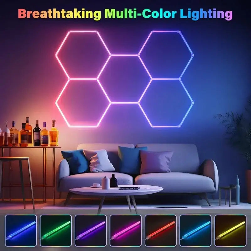 Rgb customizable led hex garage light with remote control