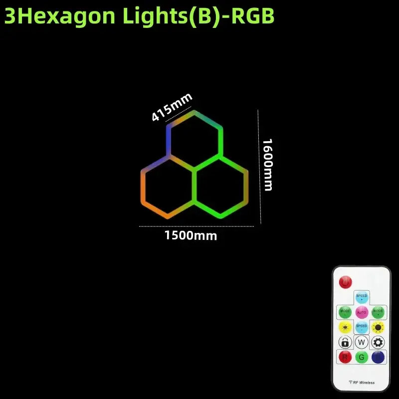 Rgb customizable led hex garage light with remote control