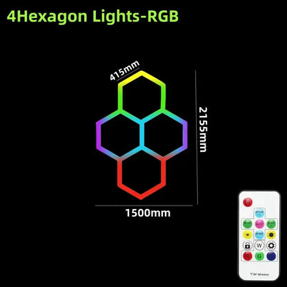 Rgb customizable led hex garage light with remote control
