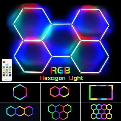 Rgb customizable led hex garage light with remote control