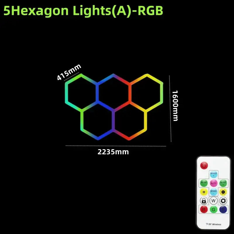 Rgb customizable led hex garage light with remote control