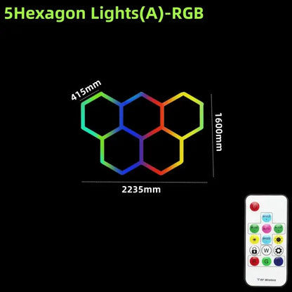 Rgb customizable led hex garage light with remote control