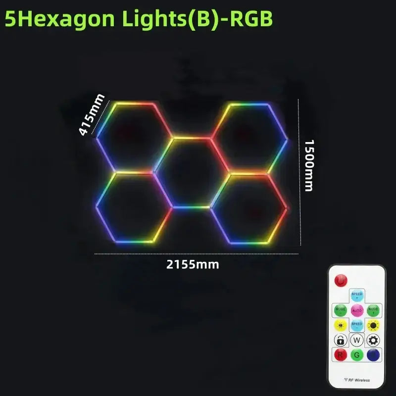 Rgb customizable led hex garage light with remote control