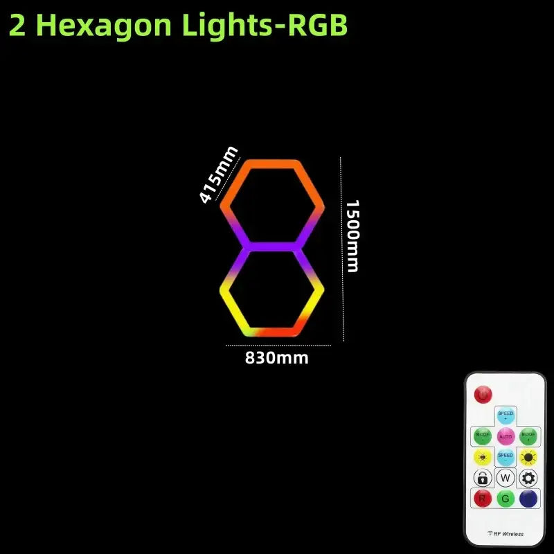 Rgb customizable led hex garage light with remote control