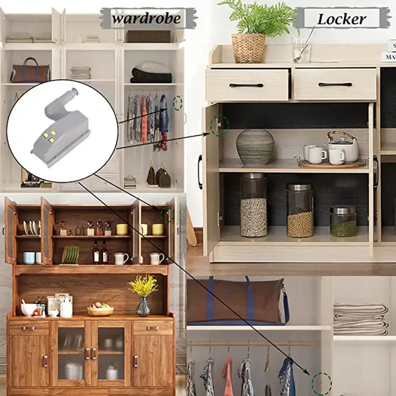 Gray plastic led hinge sensor lights kitchen cabinet wardrobe