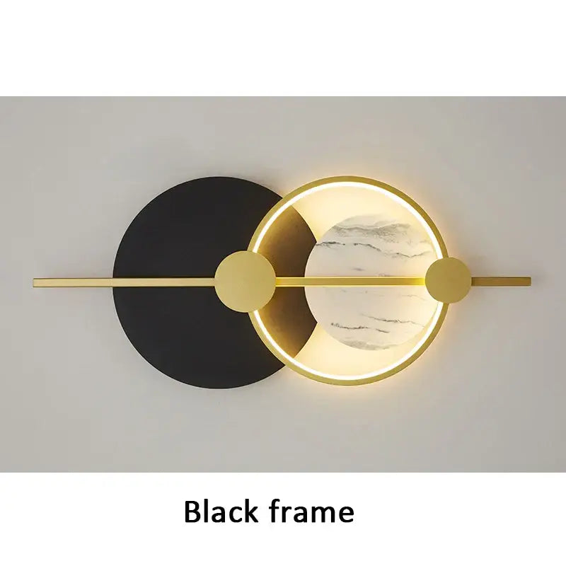 Modern gold and black marble led home wall lamp living room