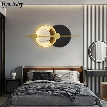 Modern gold and black marble led home wall lamp living room