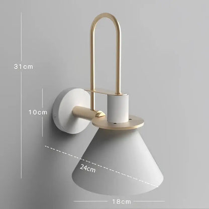 Modern black and brass led horn wall lamp for bedroom warm light