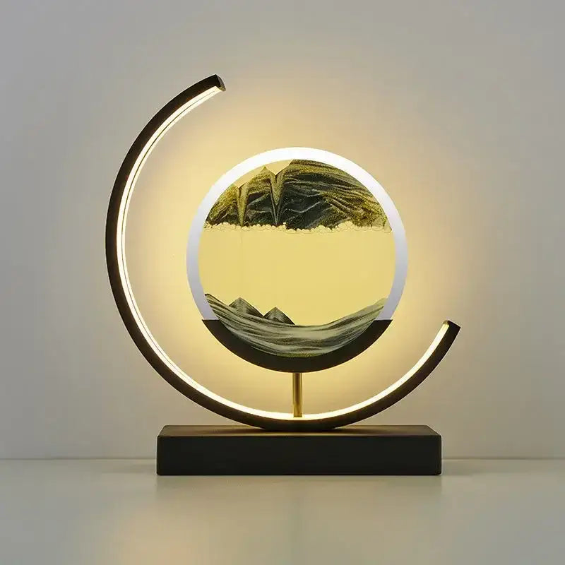 Crescent black led hourglass quicksand desk lamp bedroom night light