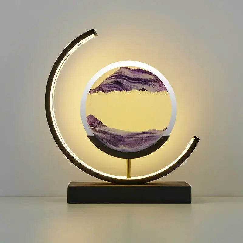 Crescent black led hourglass quicksand desk lamp bedroom night light