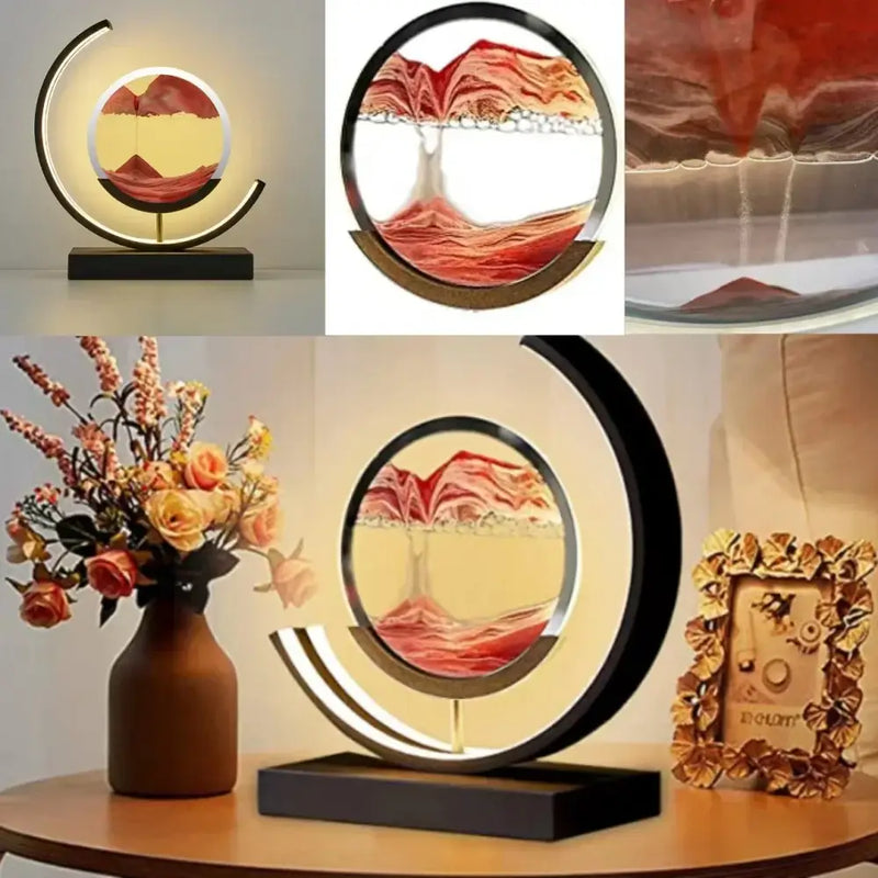 Crescent black led hourglass quicksand desk lamp bedroom night light