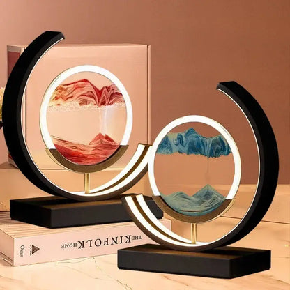Crescent black led hourglass quicksand desk lamp bedroom night light