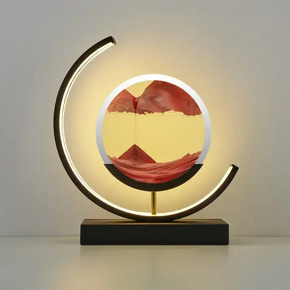 Crescent black led hourglass quicksand desk lamp bedroom night light