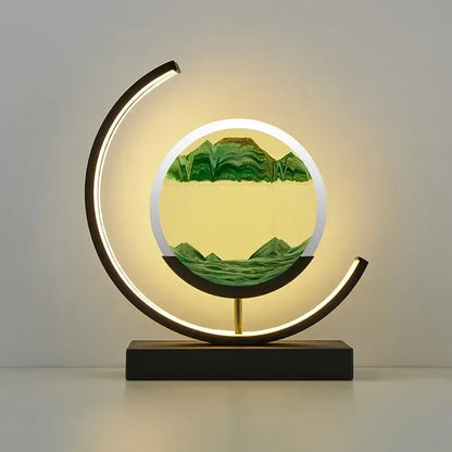 Crescent black led hourglass quicksand desk lamp bedroom night light