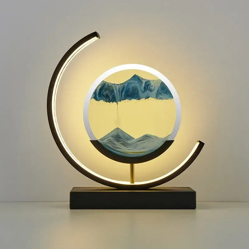 Crescent black led hourglass quicksand desk lamp bedroom night light