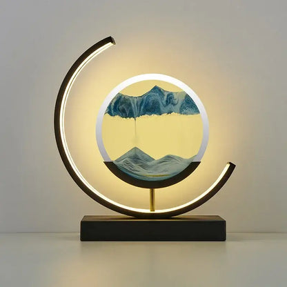 Crescent black led hourglass quicksand desk lamp bedroom night light