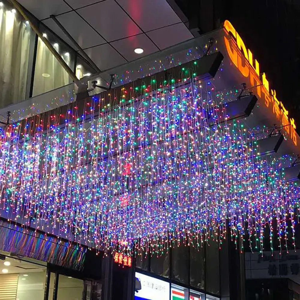 Golden led icicle string lights outdoor holiday decor with remote