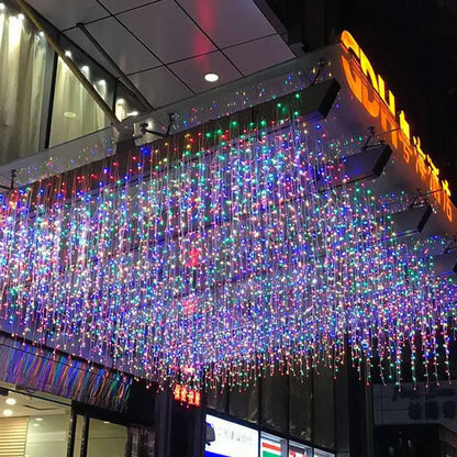 Golden led icicle string lights outdoor holiday decor with remote