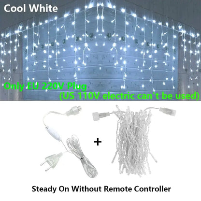 Golden led icicle string lights outdoor holiday decor with remote