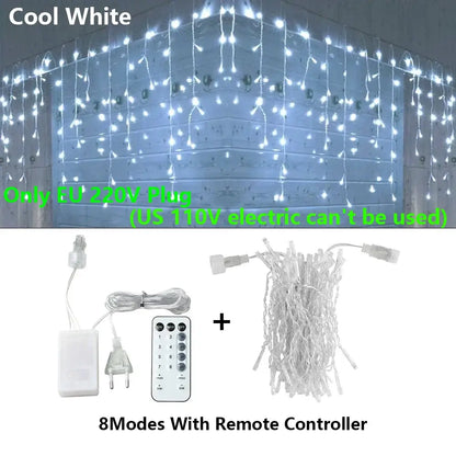 Golden led icicle string lights outdoor holiday decor with remote
