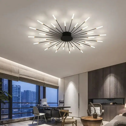 Modern gold starburst led indoor ceiling light for bedroom
