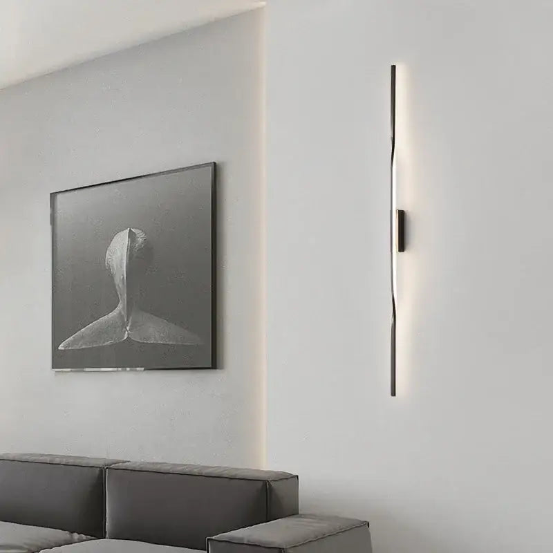 Modern minimalist black led indoor copper wall lamp living room decor