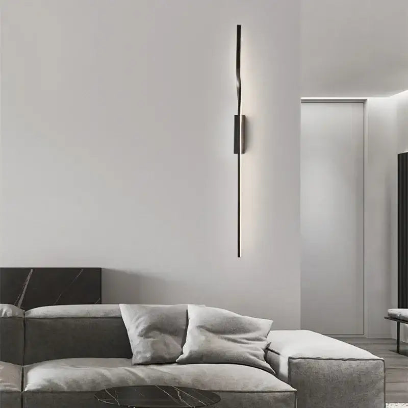 Modern minimalist black led indoor copper wall lamp living room decor