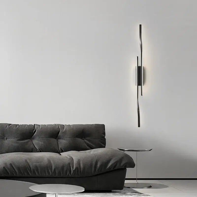 Modern minimalist black led indoor copper wall lamp living room decor