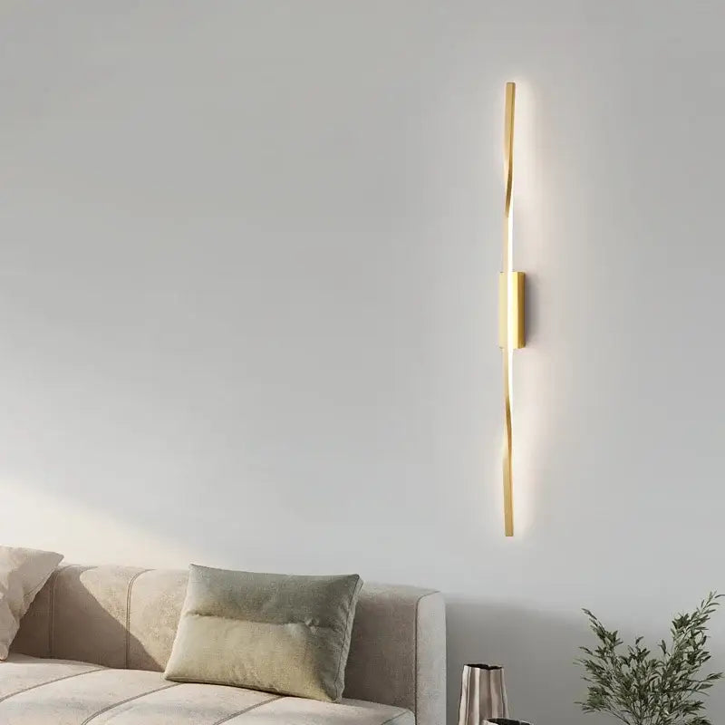 Modern minimalist black led indoor copper wall lamp living room decor