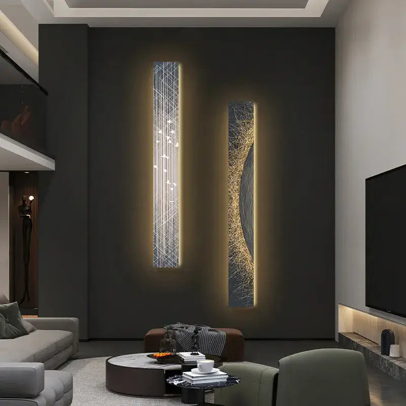 Abstract golden led indoor painting decoration for living room