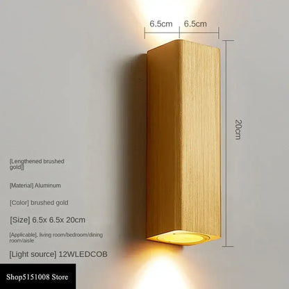 Modern wood and metal indoor wall lamp bedroom sconce