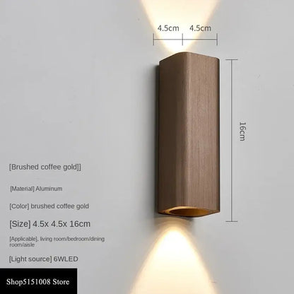 Modern wood and metal indoor wall lamp bedroom sconce